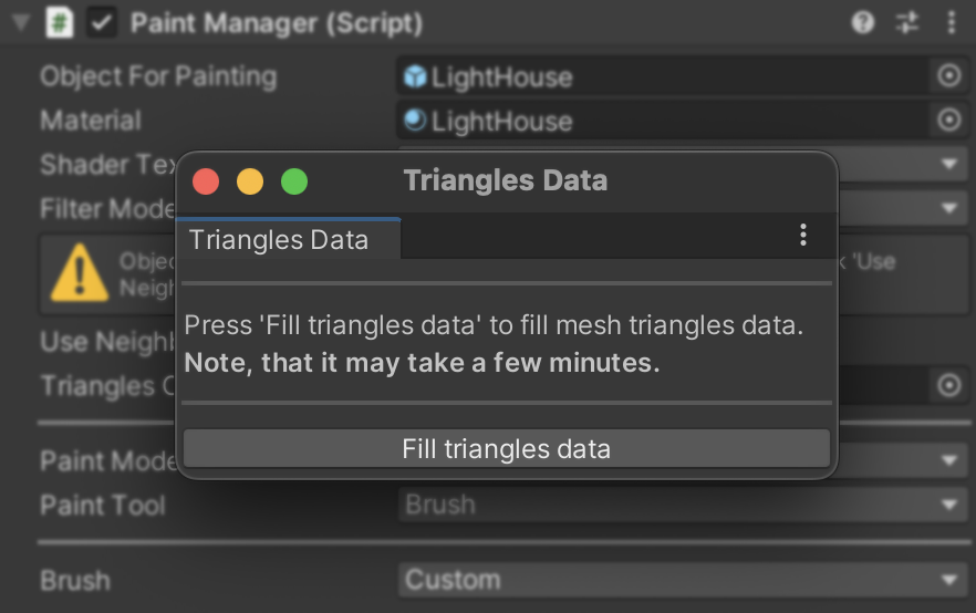 Triangles Data Window