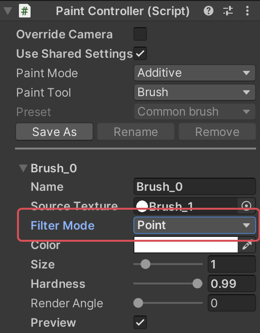 PaintController Point Filter Mode
