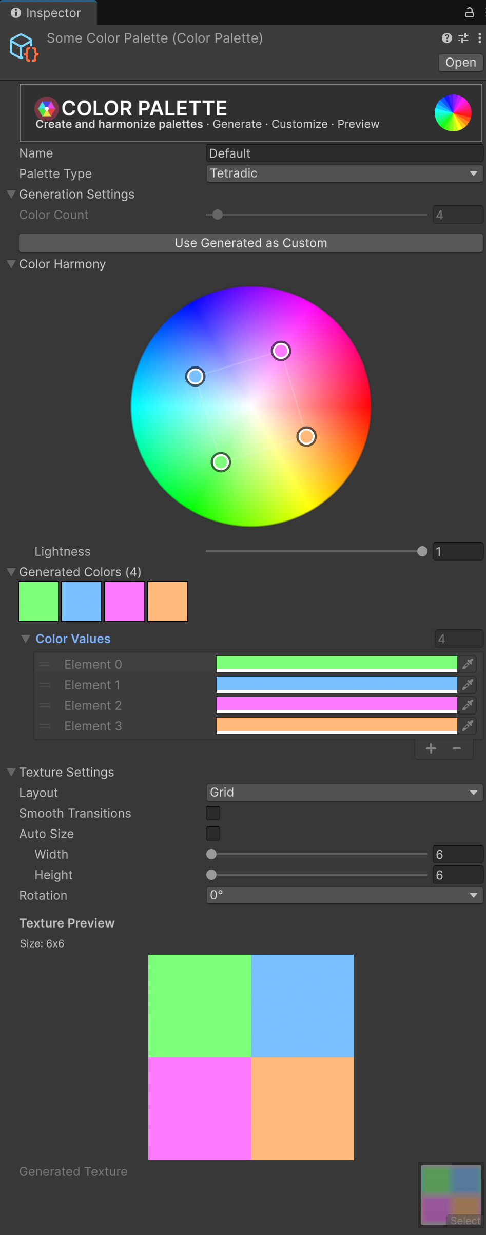Color Palette inspector